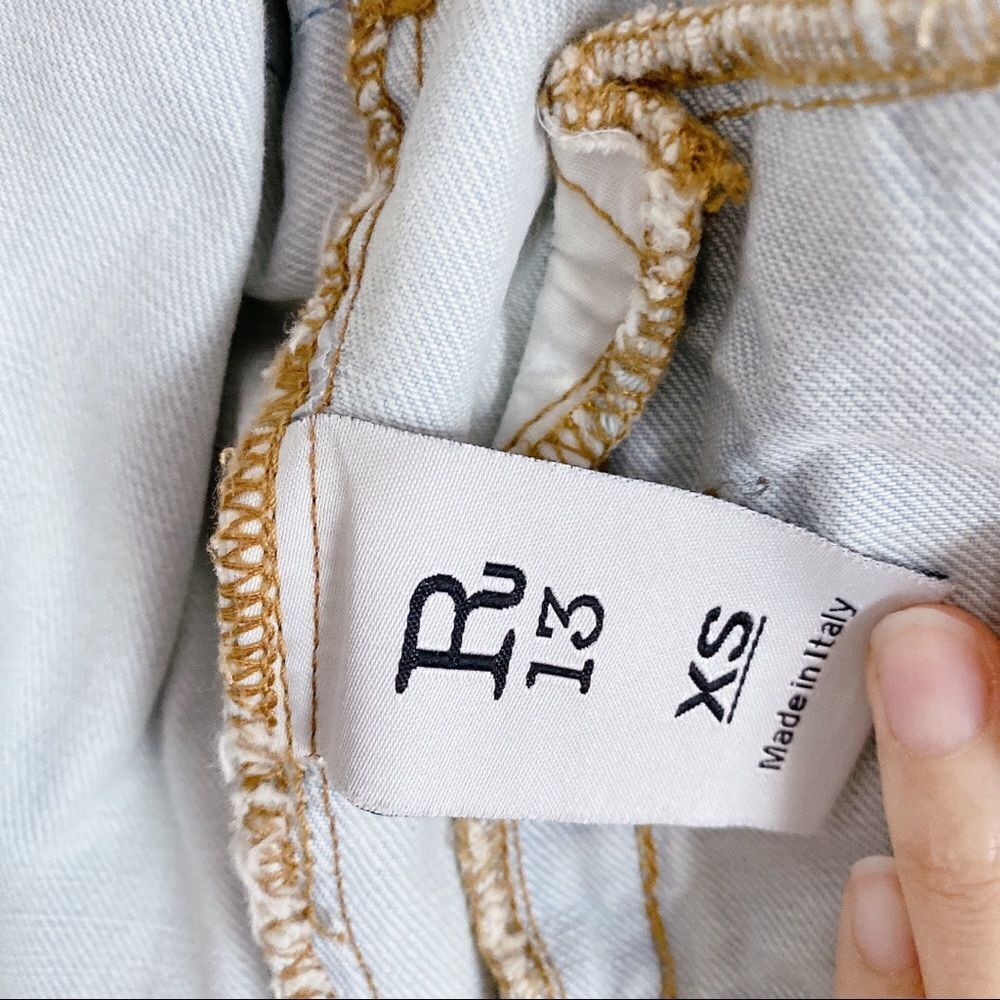 R13 Double Shredded Raglan Trucker Denim Jacket - Picture 10 of 12